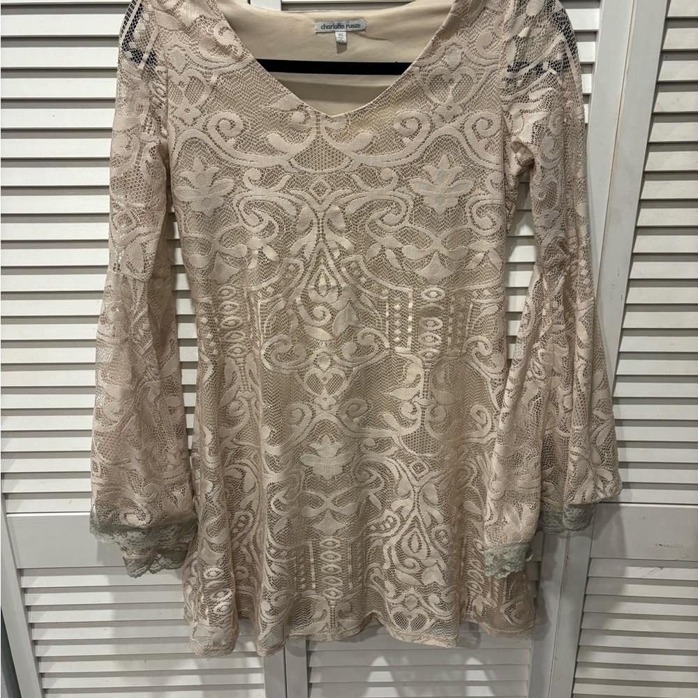 Charlotte Russe Cream Lace Mini Dress